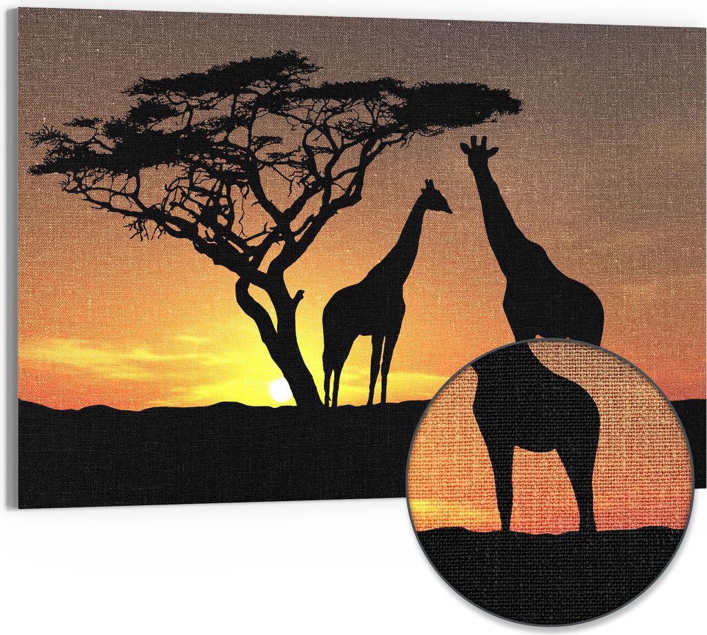 DEQORI Hybrid Leinwand Bild 90x60 cm 'Afrikanische Eleganz' Wandbild Glas flach modern