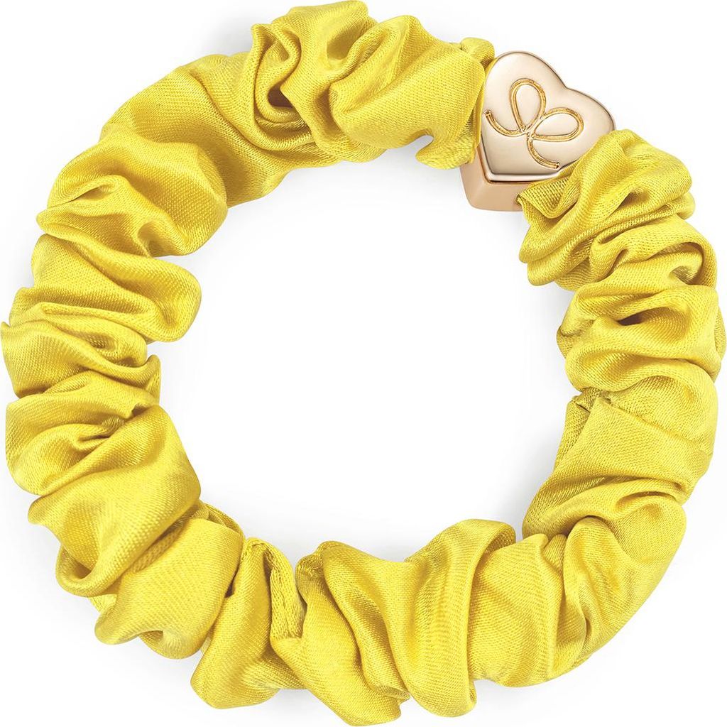 By Eloise London Gold Heart Silk Scrunchie Mellow Yellow
