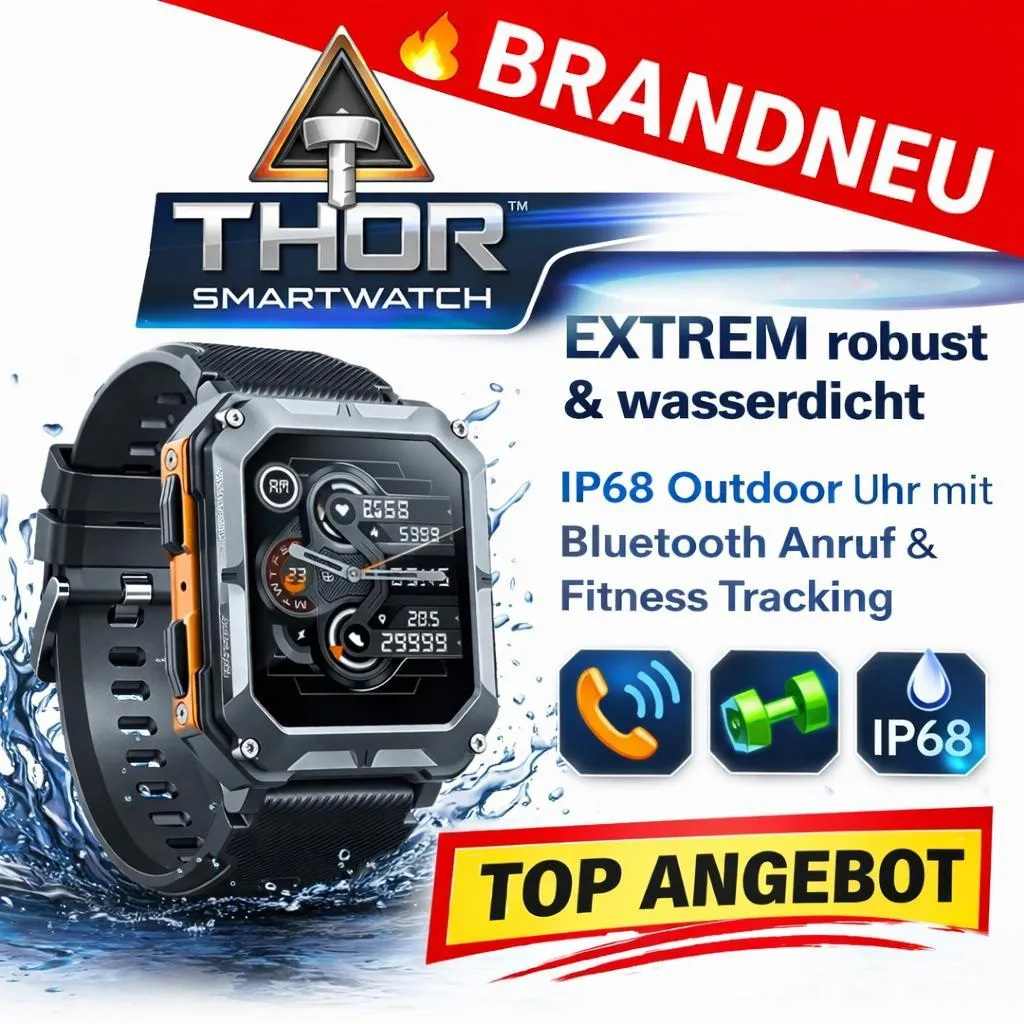 Montre connectée outdoor Thor™ orange, étanche IP68 pour le fitness