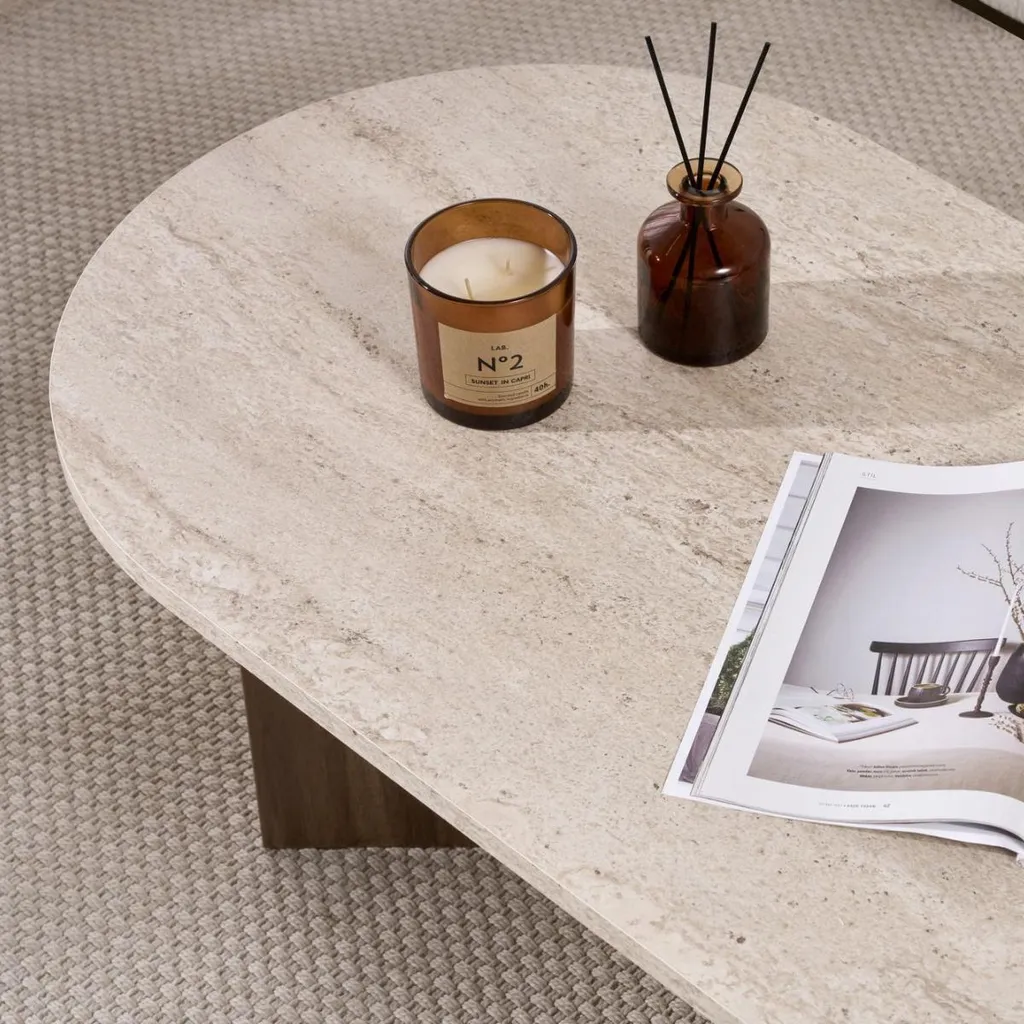 Table basse ovale anti-choc pour salon étroit, modèle compact IRIS - 7