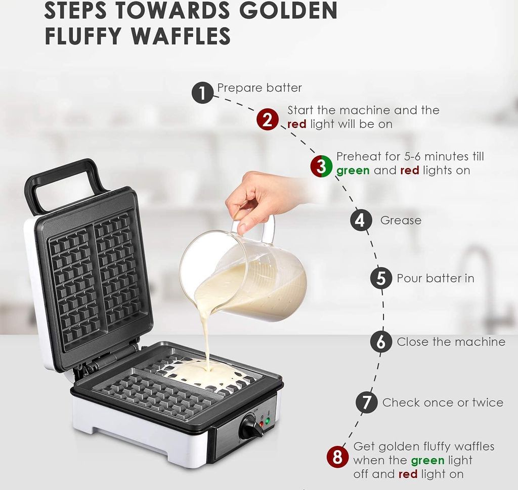 Professionelles Waffeleisen, 1200W Doppelwaffeleisen, 2 Produktbild 4