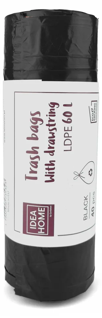 Anti-déchirure : sacs poubelle 60L LDPE noirs extensibles lot de 40 pièces