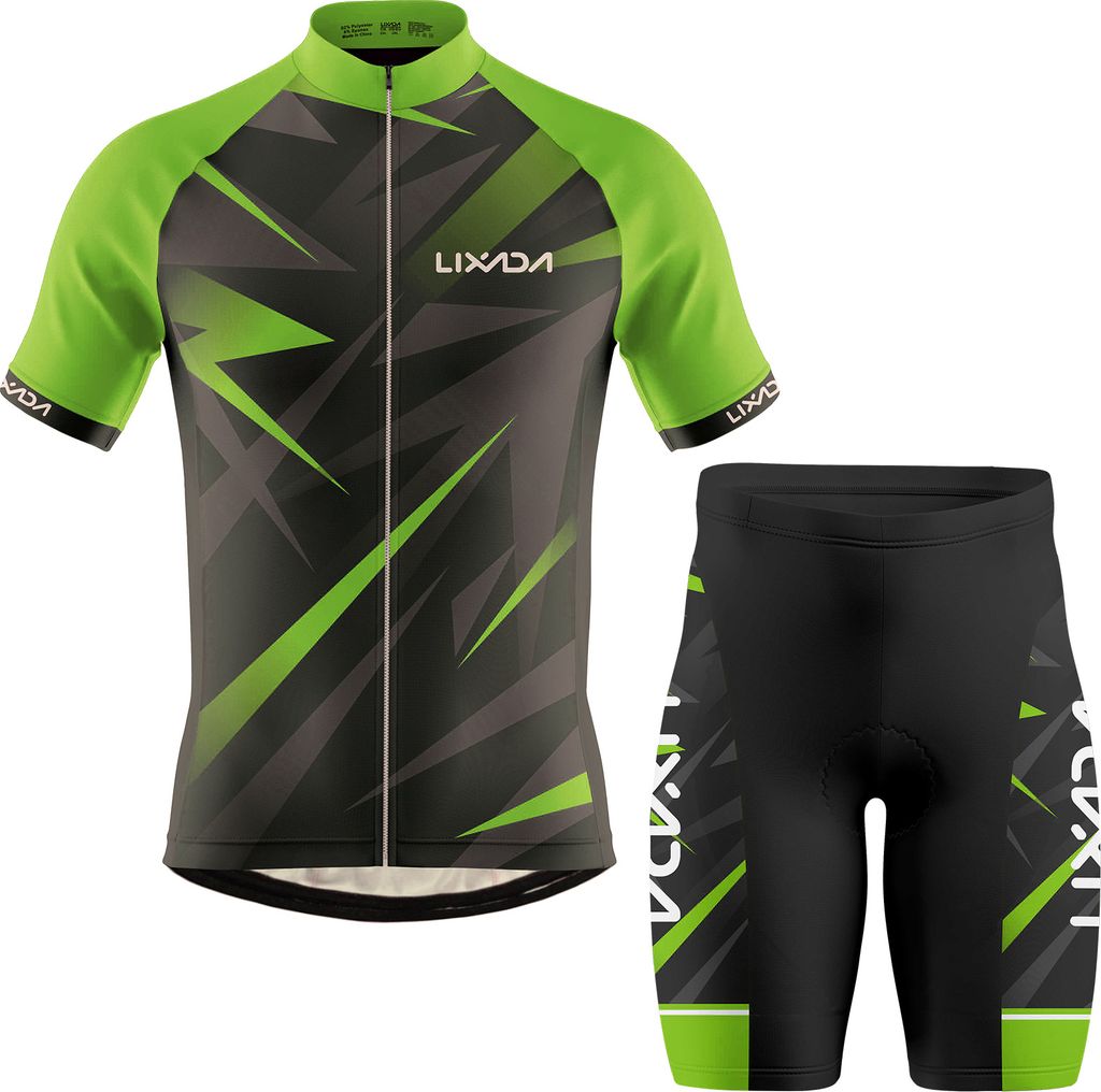 Lixada Herren Radtrikot Atmungsaktives Kurzarm-Bike-Shirt und gepolsterte Shorts MTB-Fahrrad-Anzug