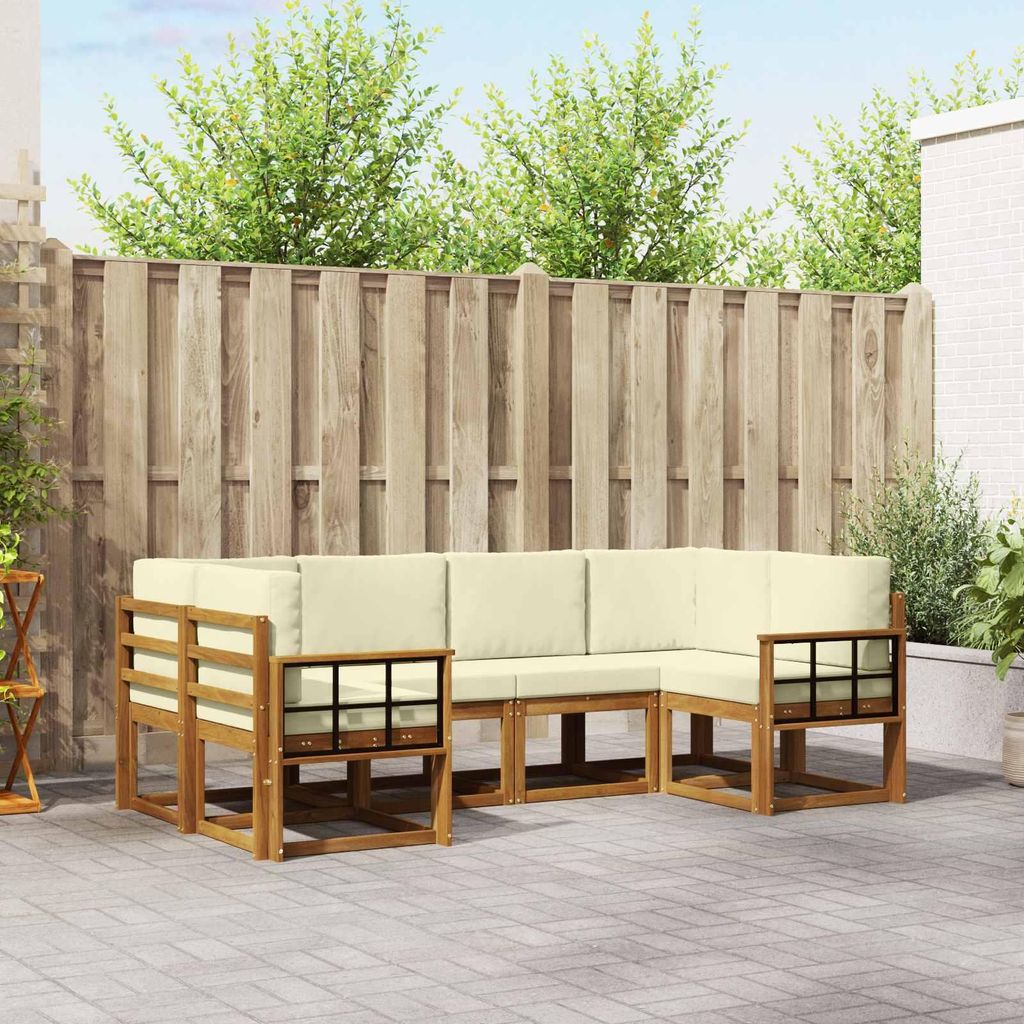 (Robust Möbel)Outdoor-Sofagarnitur - CLORIS - Balkonmöbe/Sitzgruppe - mit Kissen 6 pcs - Moderne Design - Natur und Creme - Gartensofas NeuM...