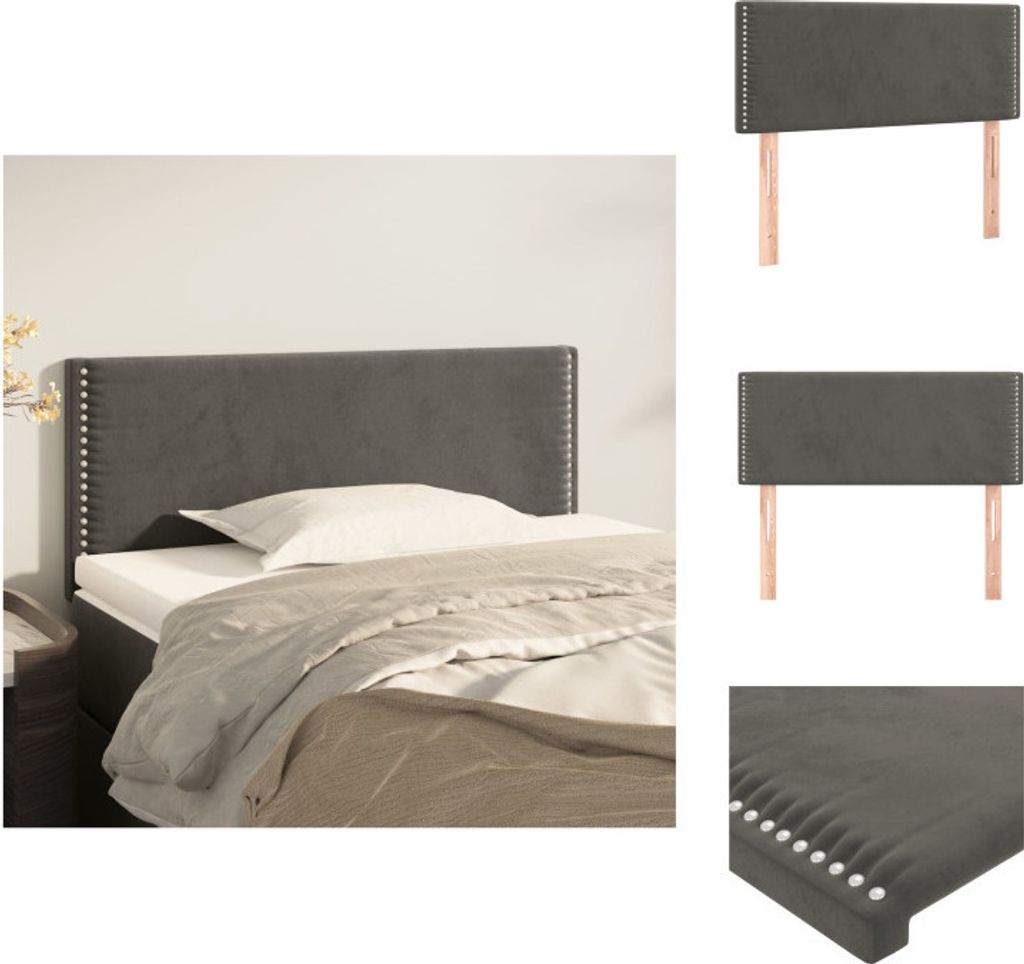 vidaXL Kopfteil Dunkelgrau 90x5x78/88 cm Samt - Kopf- & Fußenden