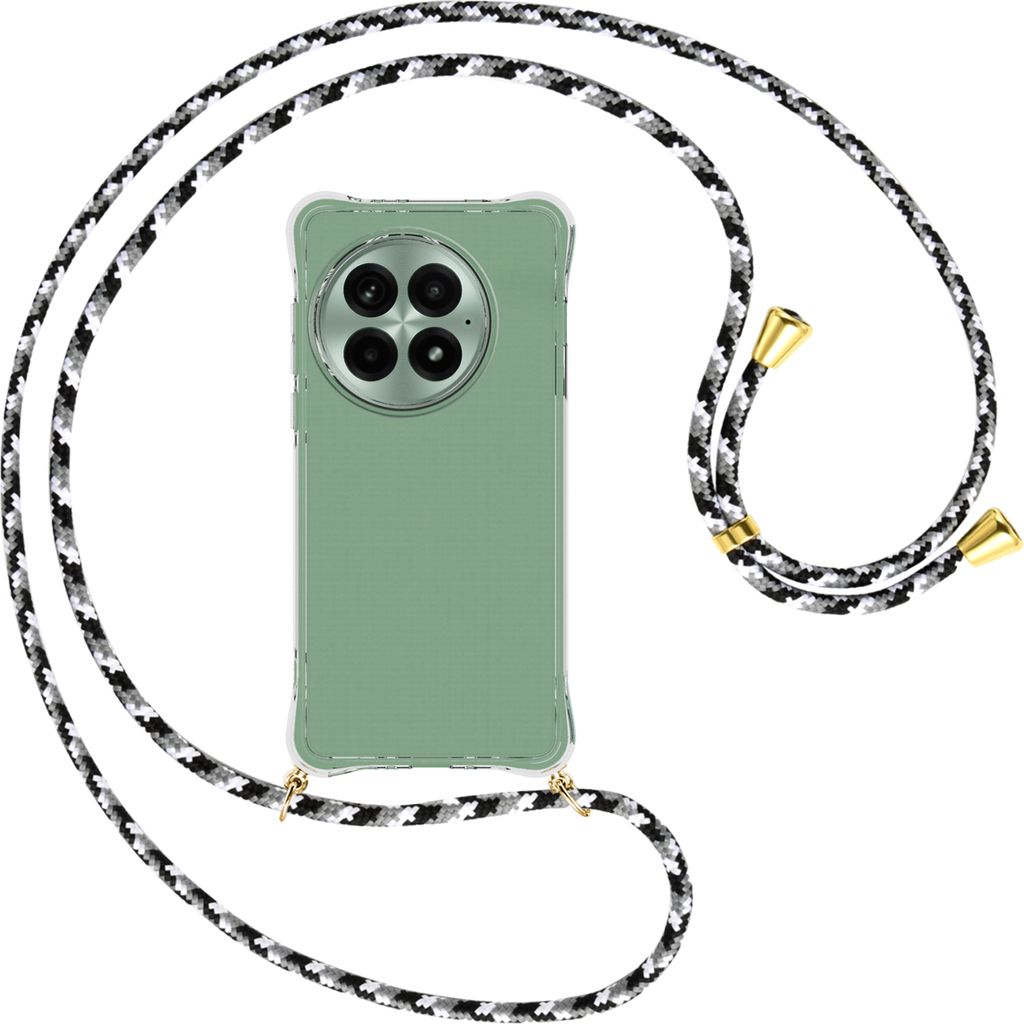 Handykette Backcover-Schutzhülle mit Band (Metall goldfarben) für OnePlus 13 5G/1+13 5G - schwarz/grau/weiß