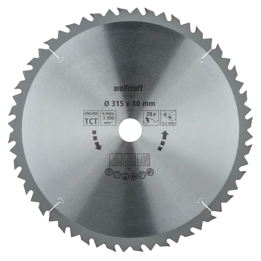 Lame de scie circulaire de table HM 28 dents Wolfcraft coupe rapide bois