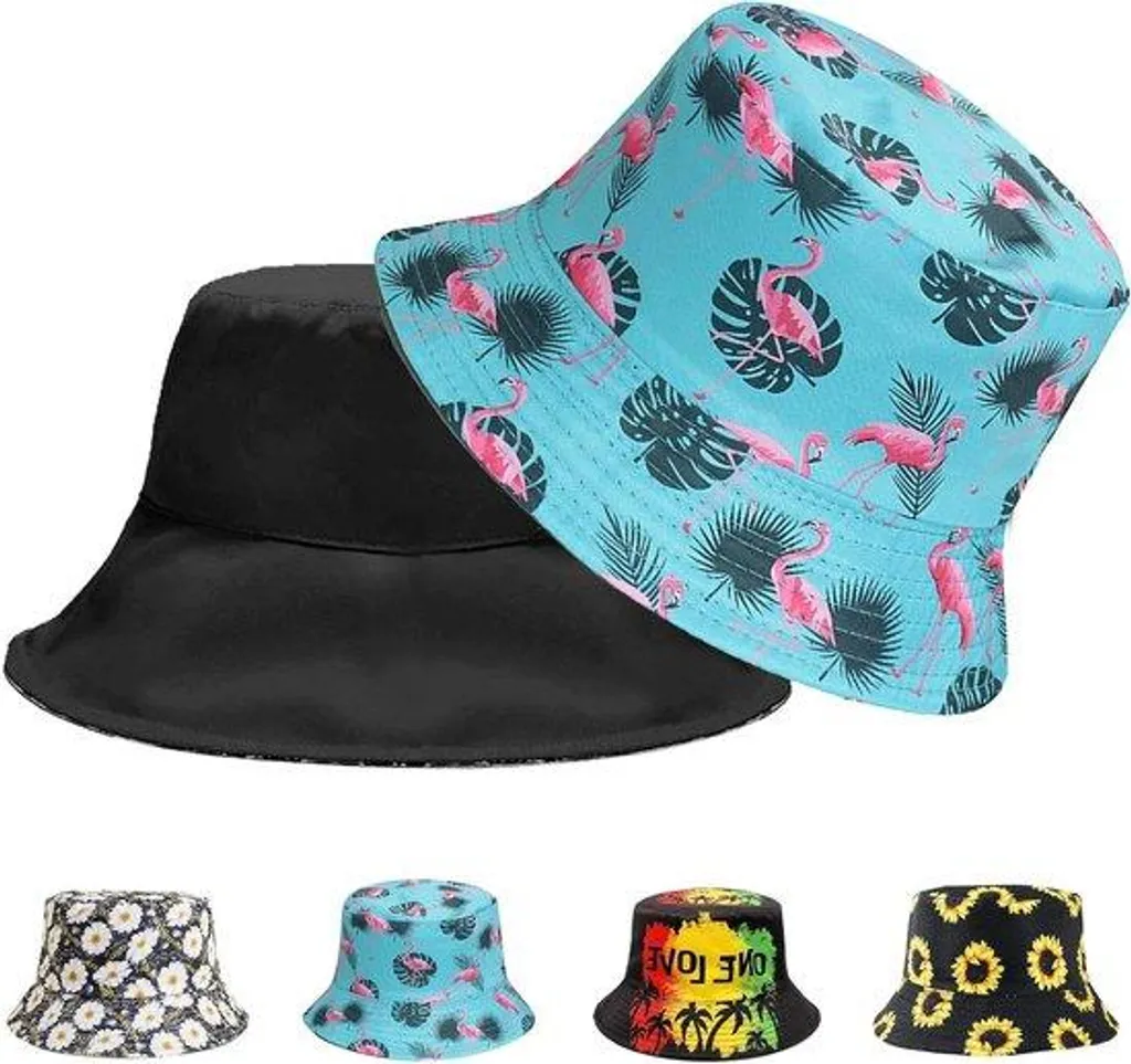 Chapeau de pêcheur bleu plissé et réversible, coton léger de qualité