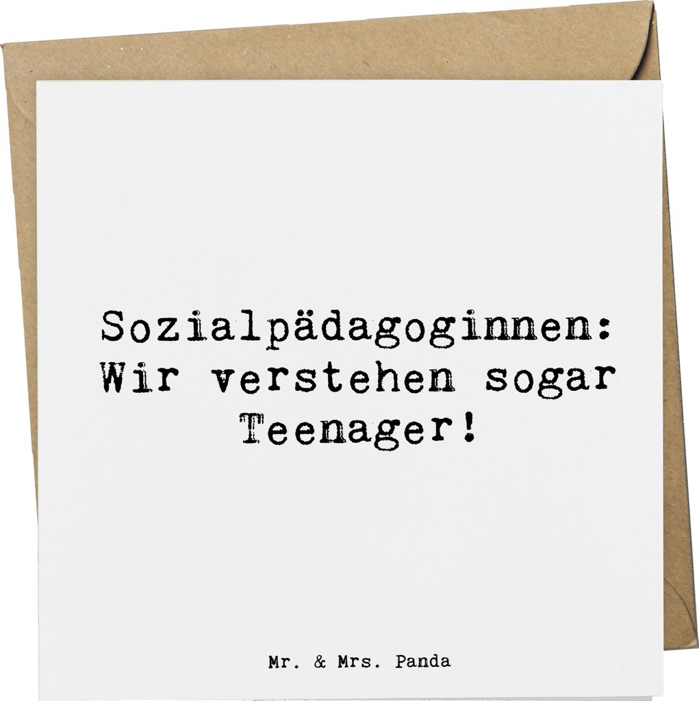 Mr. & Mrs. Panda Klappkarte Spruch Sozialpädagogin Herz - Weiß - Geschenk, Pädagogin, Grußkarte, pädagogische Fachkraft, Geschenke für Berufs...