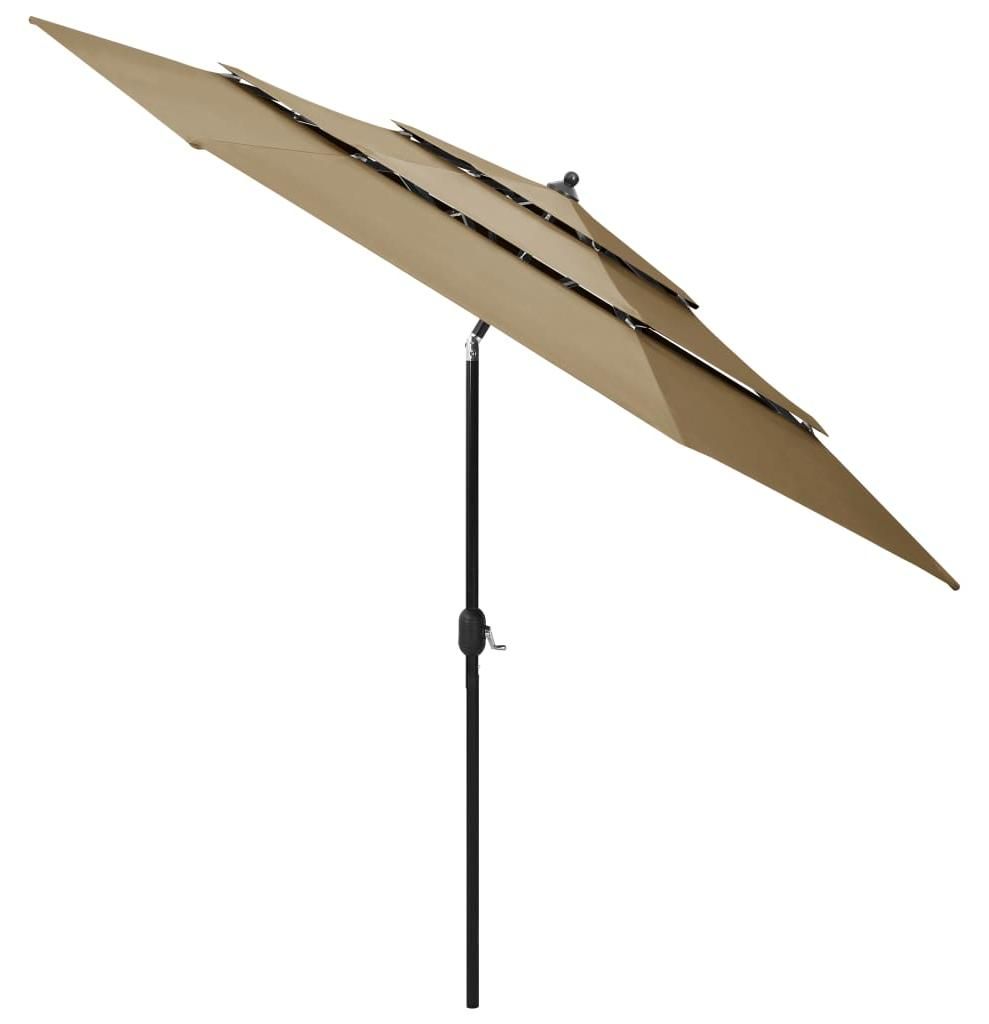 vidaXL Sonnenschirm mit Aluminium-Mast 3-lagig Taupe 3 m