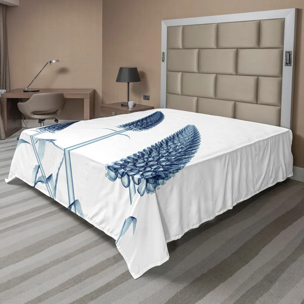Drap de dessus pour lit deux personnes motif botanique chic 260x228cm