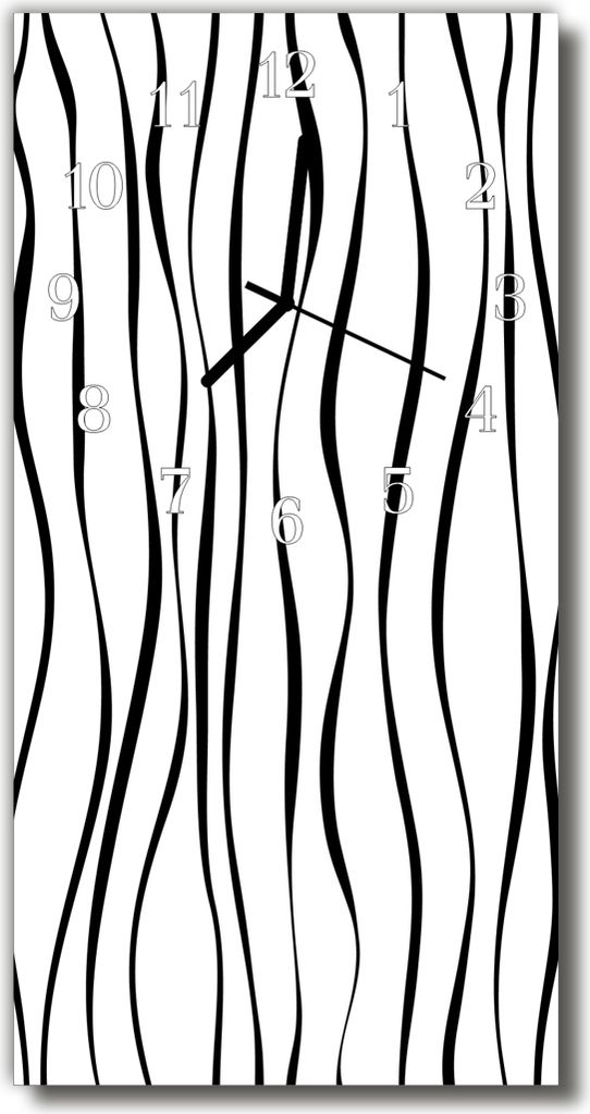 Tulup Glasuhr Wanduhr Küchenuhr Echt-Glas 30x60 Streifen Mehrfarbig