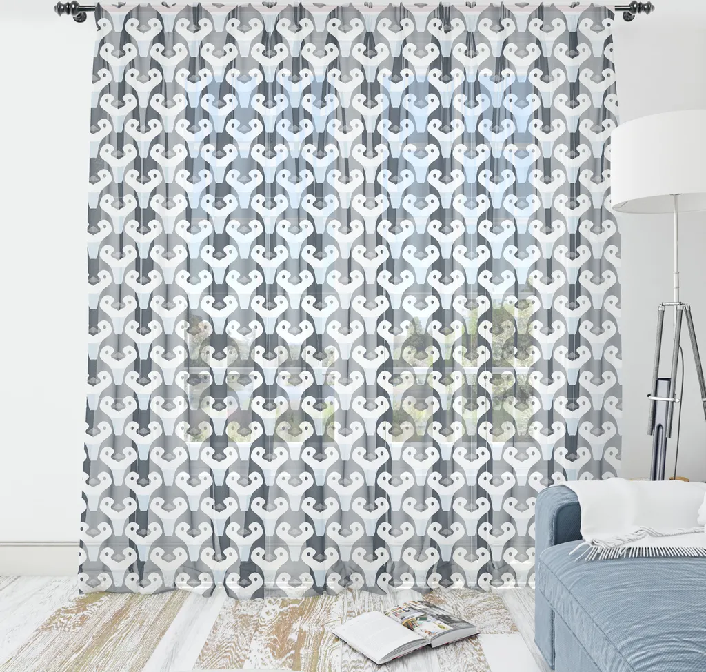 ABAKUHAUS Arazzo con pinguini, motivo continuo con stampa di animali e tema uccellini, tessuto satinato setoso per soggiorno e camera da letto, 210 cm x 274 cm, blu grigio e azzurro