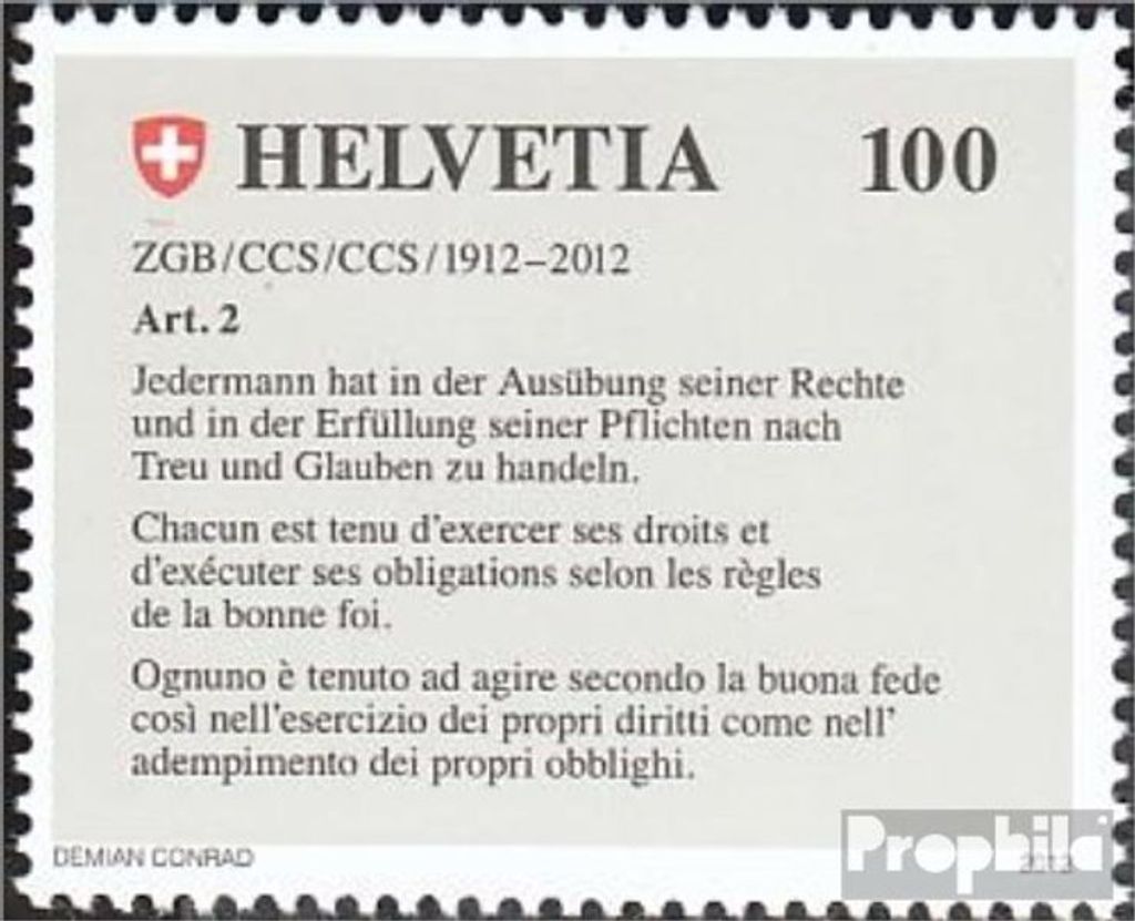 Briefmarken Schweiz 2012 Mi 2236 (kompl.Ausg.) postfrisch Zivilgesetzbuch
