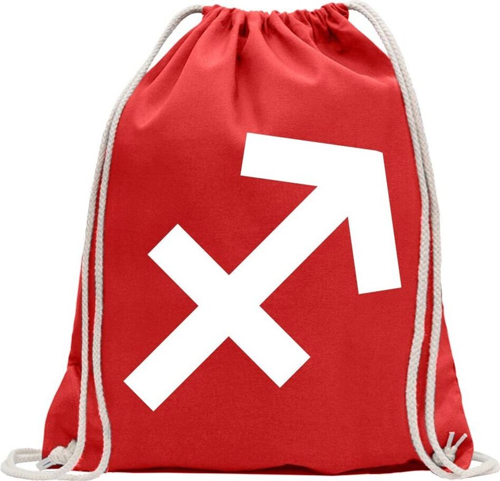 Kiwistar - Turnbeutel - rot - Schütze Sternzeichen - Fun Rucksack Sport Beutel Gymsack Baumwolle mit Ziehgurt