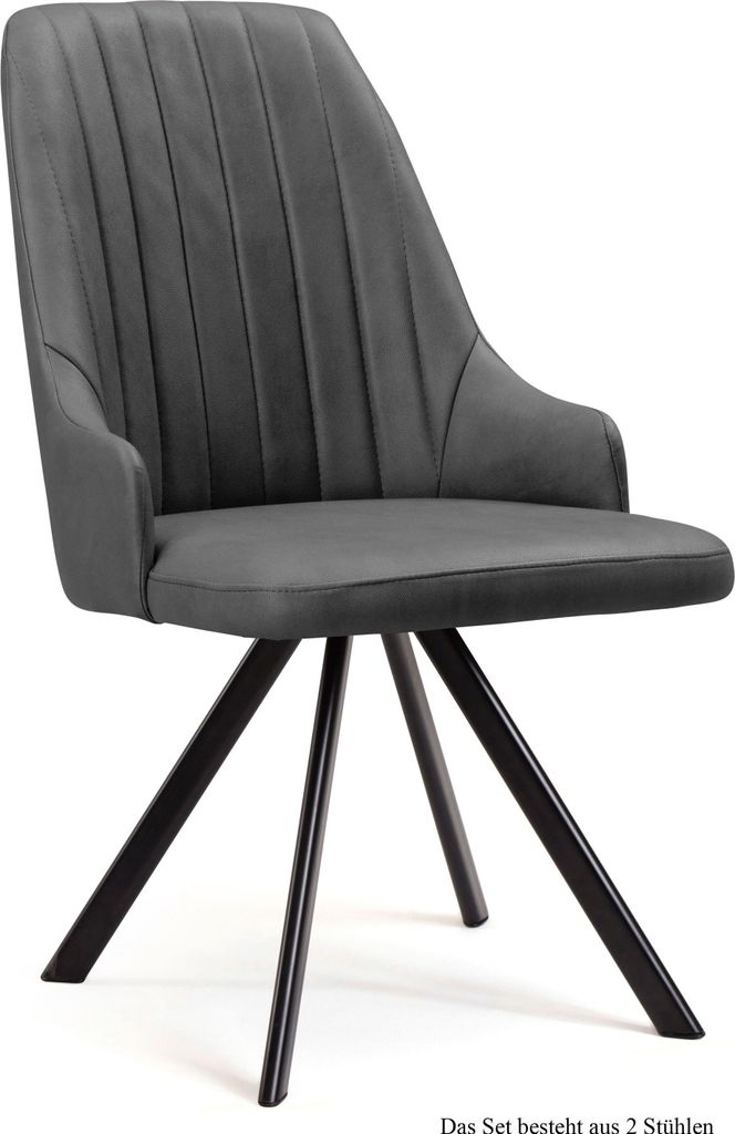 Esszimmerstuhl (2er-Set) Deina 52x91x60 Schwarz/Grau