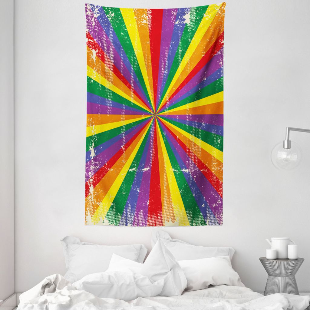 ABAKUHAUS Stolz Wandteppich und Tagesdecke, Vintage Radial Zerkratzt aus Weiches Mikrofaser Stoff Waschbar ohne Verblassen Digitaldruck, 140 x 230 ...