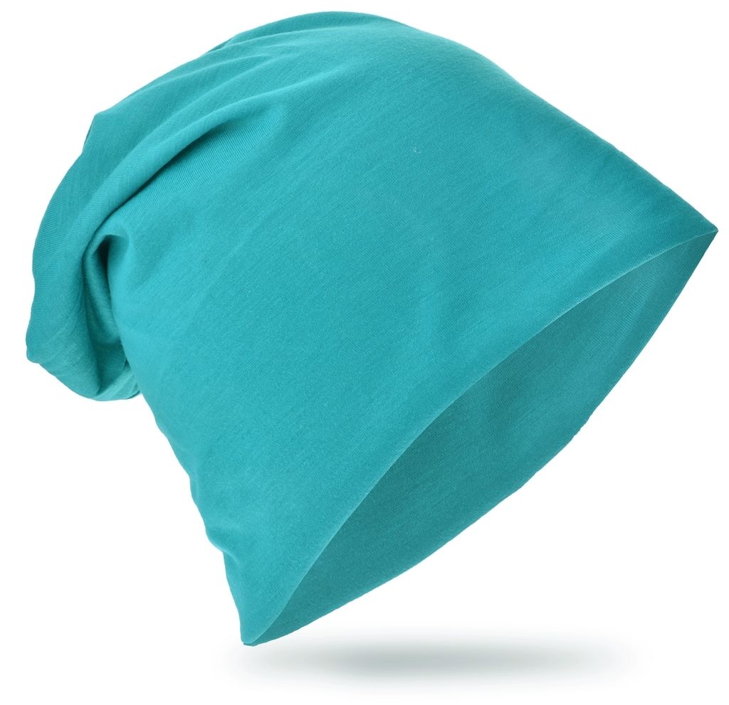 Beanie Muetze Unifarbe Petrol Produktbild 