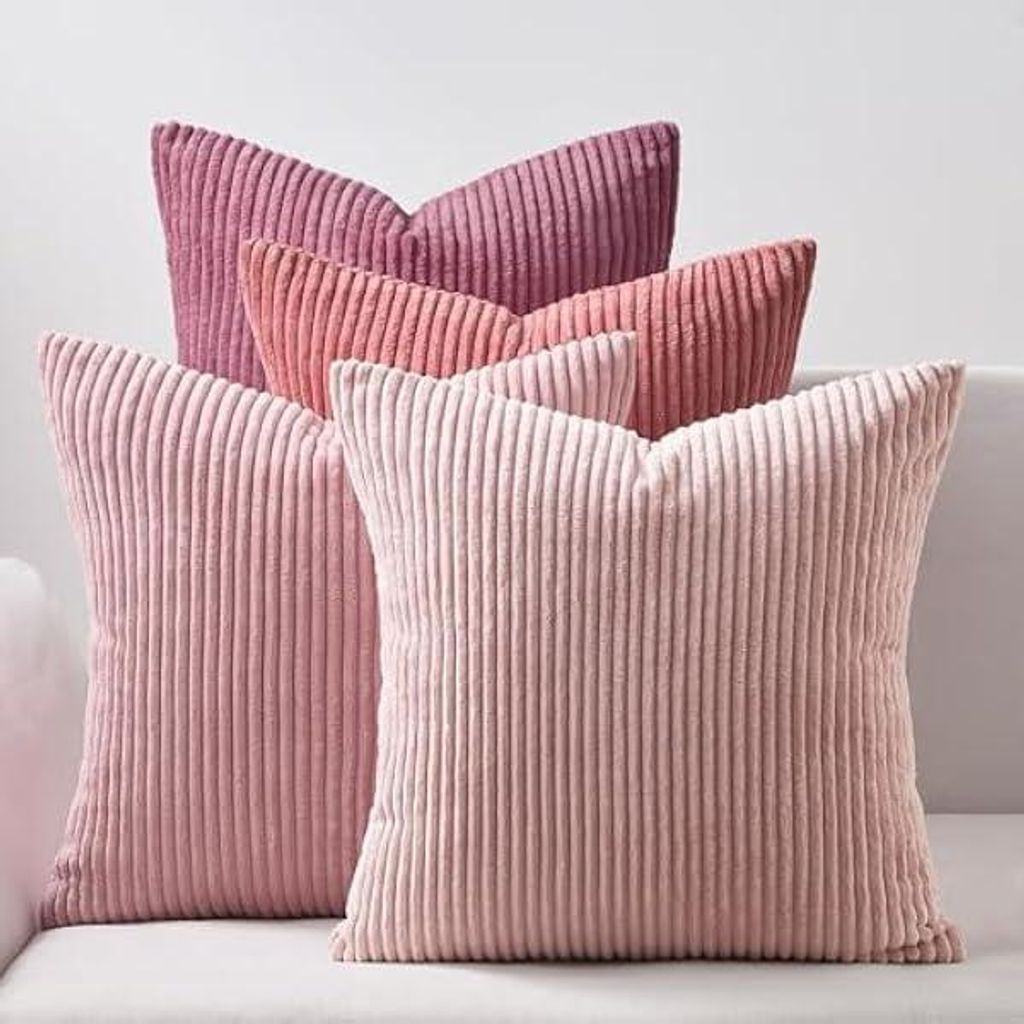 Kissenbezug rosa 45x45 4er Set Kordsamt Kissenbezüge Produktbild 