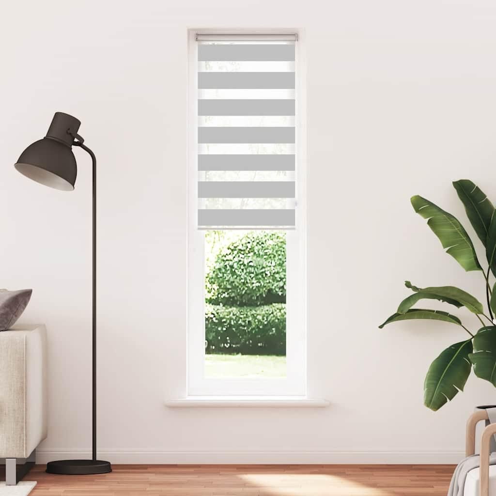 vidaXL Doppelrollo Hellgrau 65x200 cm Stoffbreite 60,9 cm Polyester