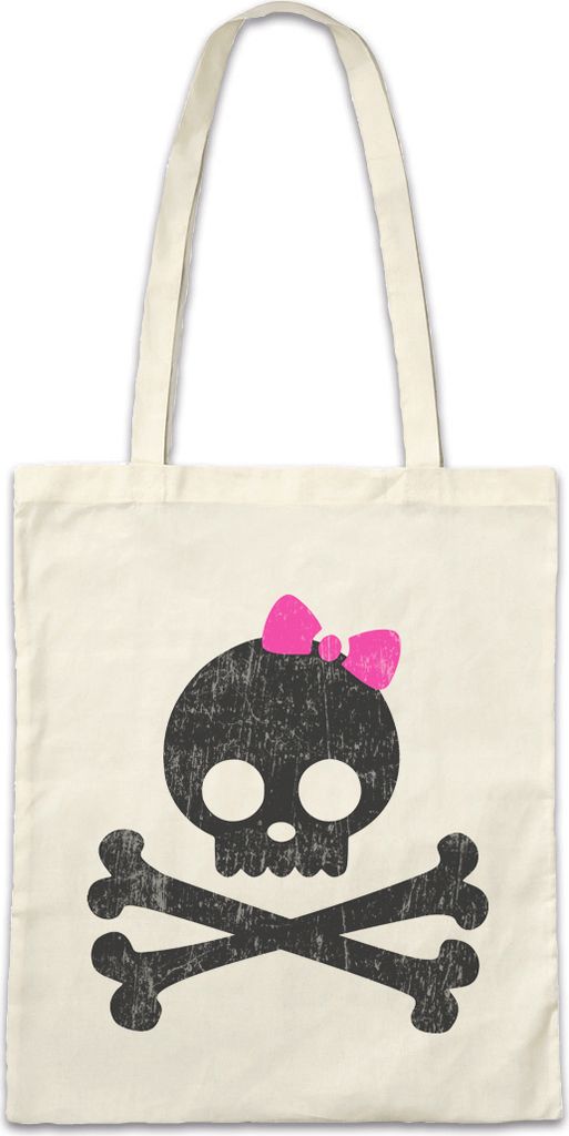 Urban Backwoods Girlie Skull & Bones, Stofftasche, Farbe: Beige