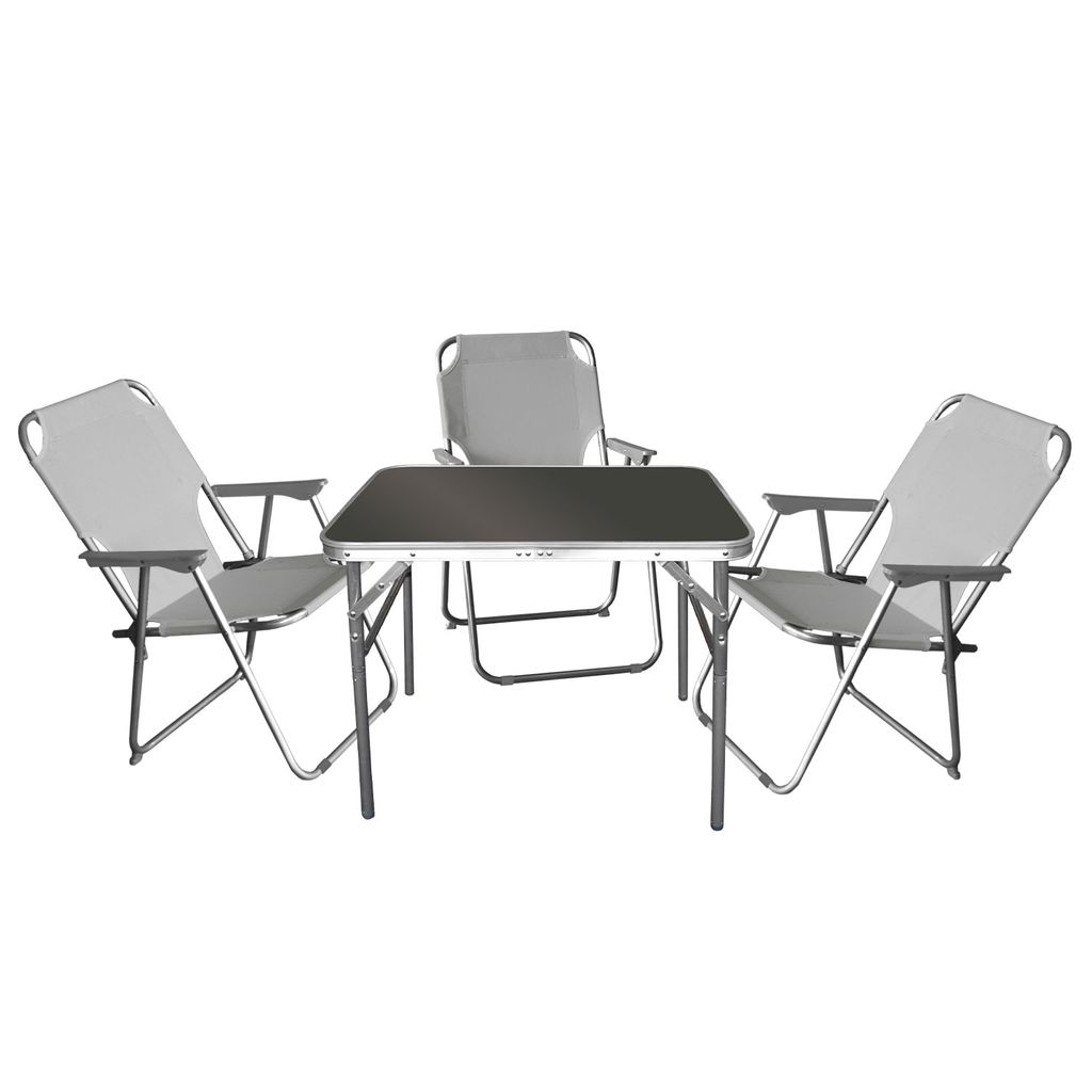 5tlg 4x Campingstuhl Grün Campingmöbel-Set Sitzgruppe Tisch 75x55cm 
