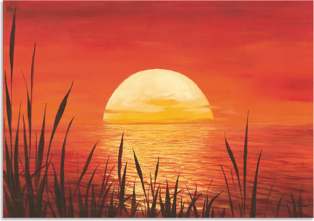 ARTland Wandbild Alu für Innen & Outdoor Roter Sonnenuntergang am Ozean Größe: 100x70 cm
