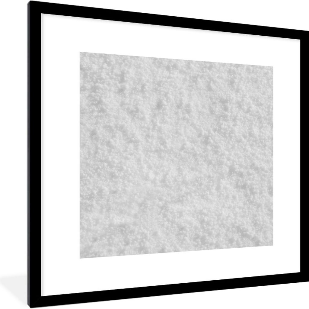 MuchoWow Gerahmtes Poster Weißer Pulverschnee 40x40 cm - Poster mit Schwarzem Bilderrahmen Wandposter Rahmen Foto Bilder - Poster - Plakat im Ra...