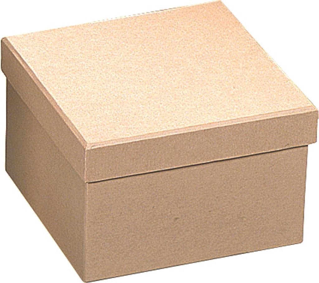 Pappbox mit Deckel quadratisch 13x13x8,5cm natur Packung mit 5 Stück