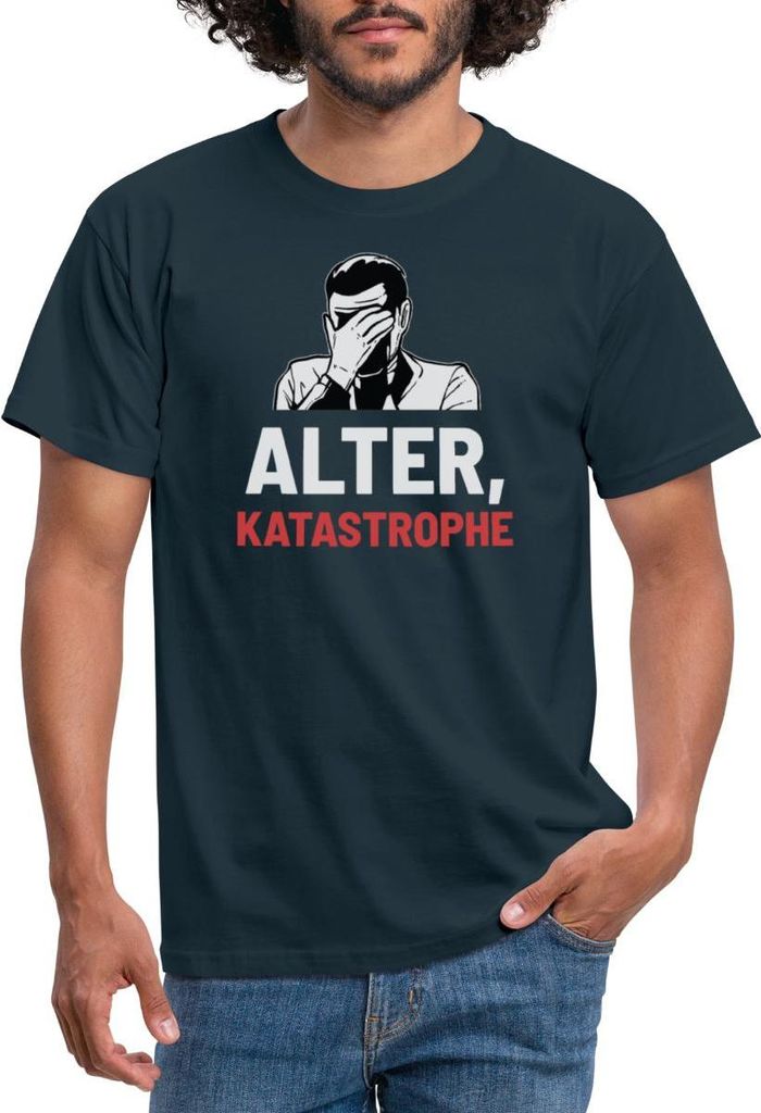 Spreadshirt Alter Katastrophe Facepalm Männer T-Shirt, L, Navy