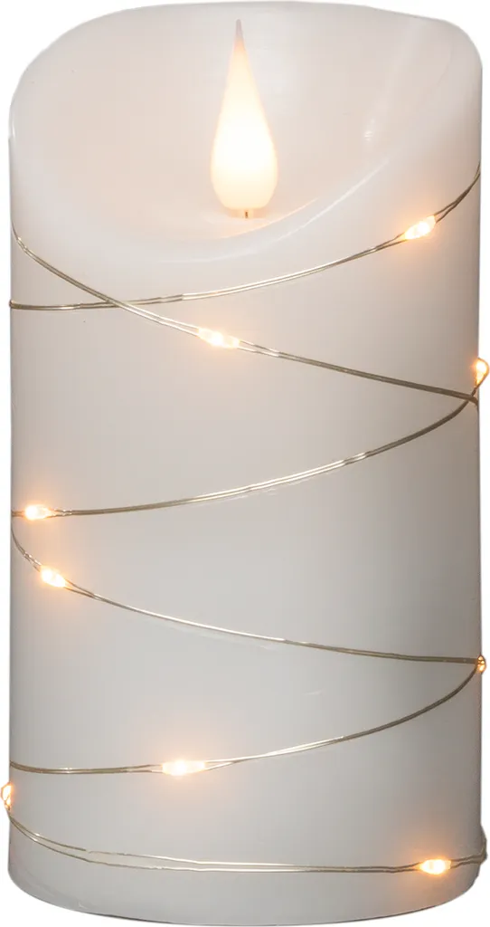 Bougie LED cire véritable avec flamme 3D et fil d'argent Konstsmide