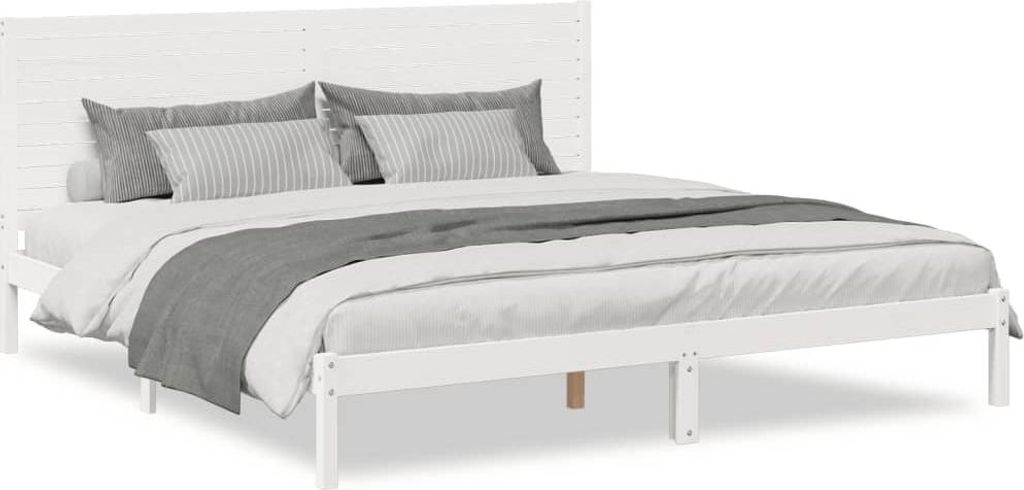 vidaXL Massivholzbett Extra Lang ohne Matratze Weiß 180x210 cm