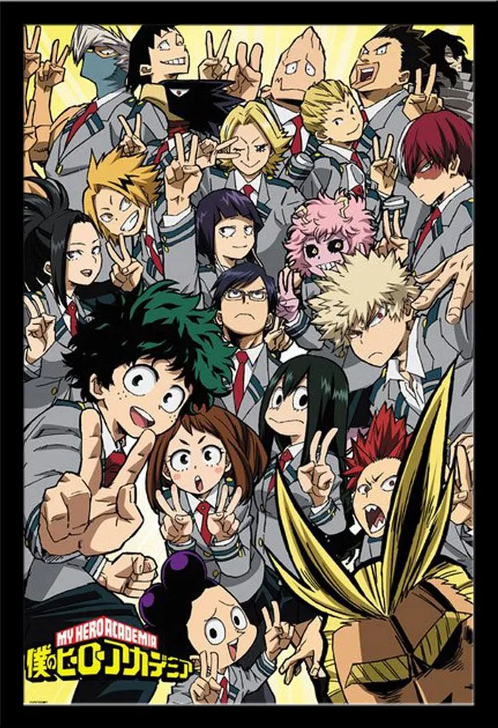 Poster My Hero Academia School Compilation avec cadre MDF noir Shinsuke