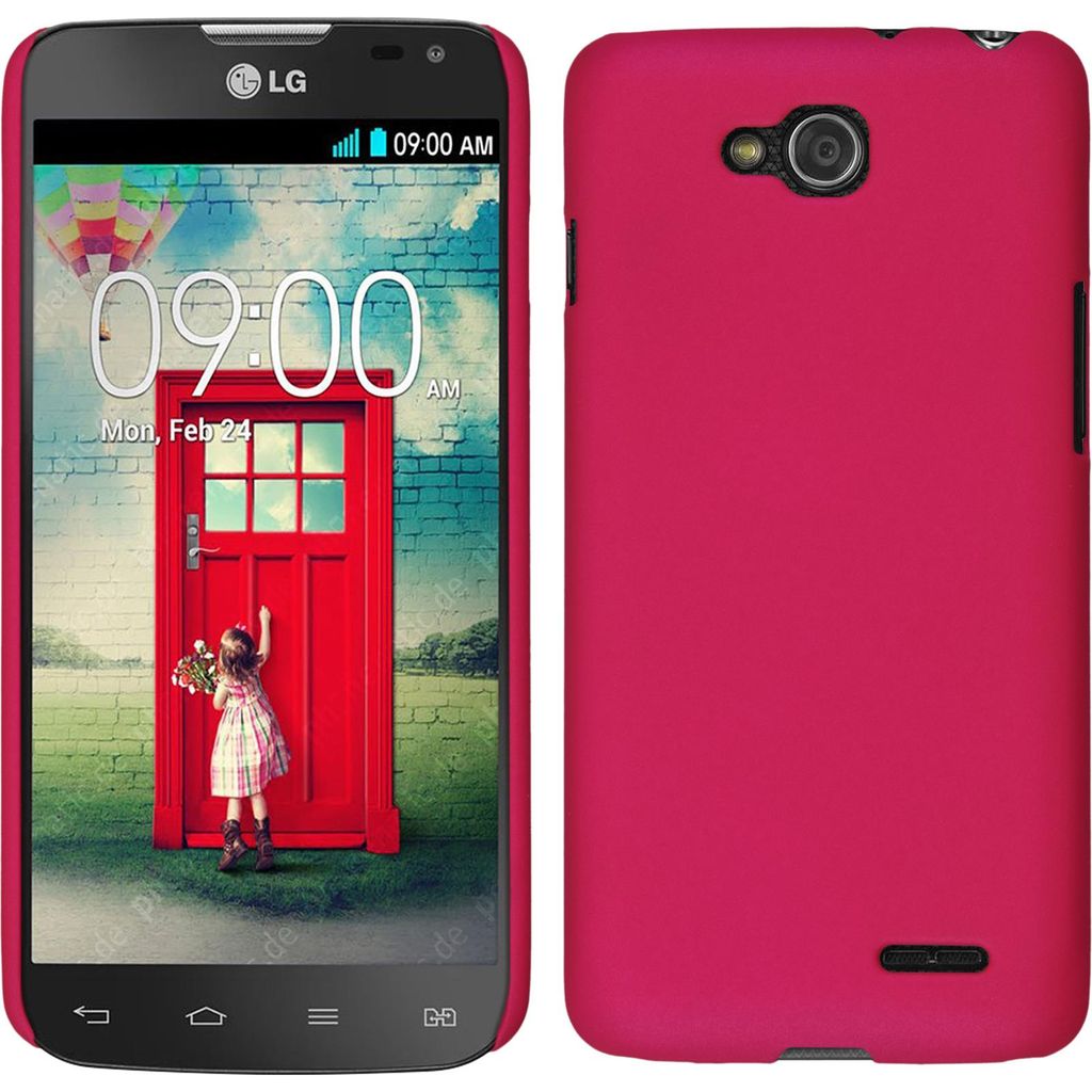 PhoneNatic Case kompatibel mit LG L90 Dual - Hülle pink gummiert Hard-case Cover