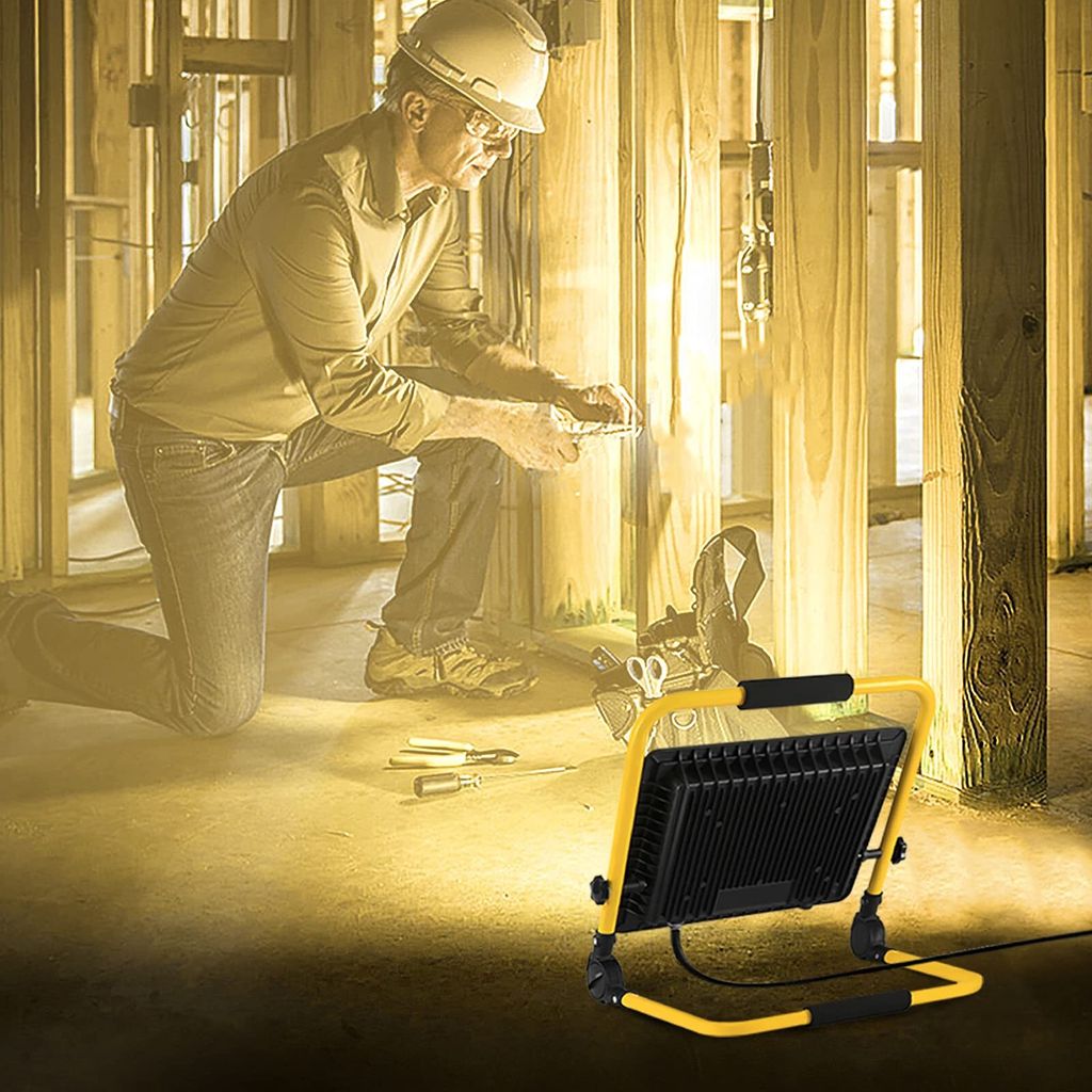 TRMLBE LED Fluter-Set Mit Stativ - 2x 200W, IP66, Kaltweiß, 3m Kabel, Für Baustelle & Garten