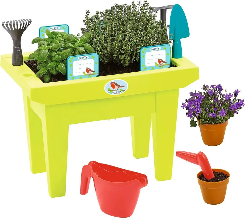 Ecoiffier 4290 Jardinière Garnie 15 Accessoires pour Petit Jardinier