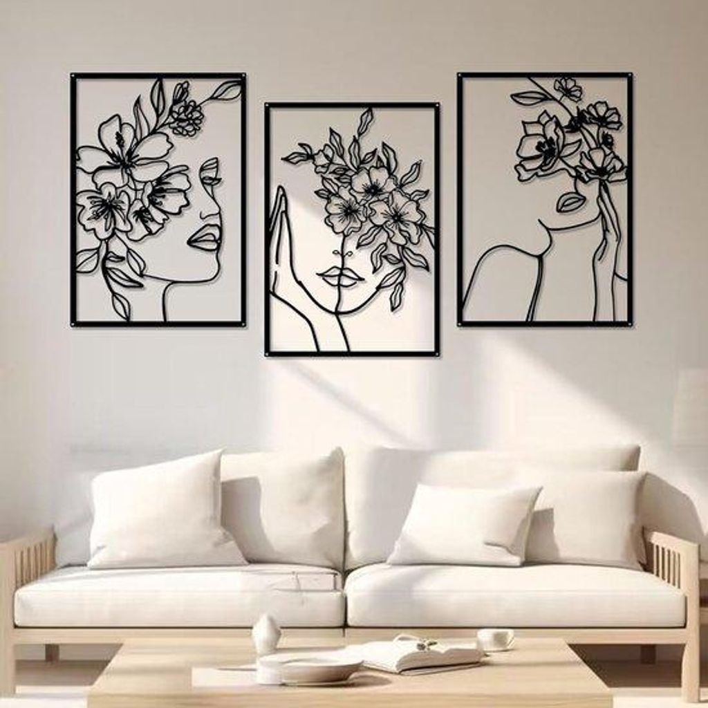 Metallische Wandkunst Schwarz minimalistisch für Wohnzimmer oder Schlafzimmer