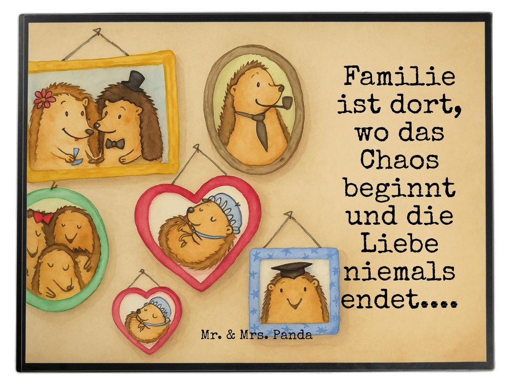 Mr. & Mrs. Panda Schreibunterlage Igel Familie Design - Weiß - Geschenk, Liebe, tischauflagen, Bilder, schreibtischunterlagen, tischpad, schreibti...