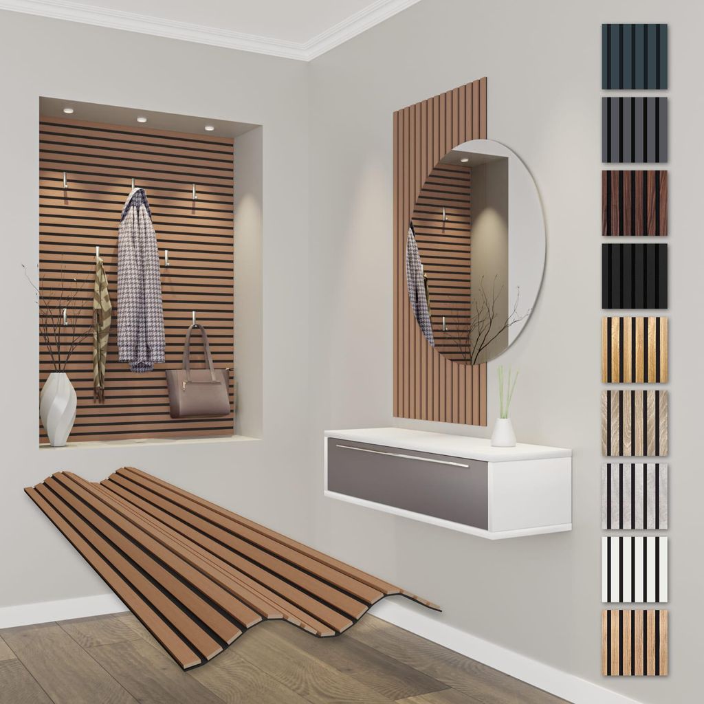 HEXIM Akustikpaneele 118x60cm Holz Comfort - flexible Holzpaneele Platten Lamellenwand MDF Wandpaneele Lamellenverkleidung Wandverkleidung schalld...