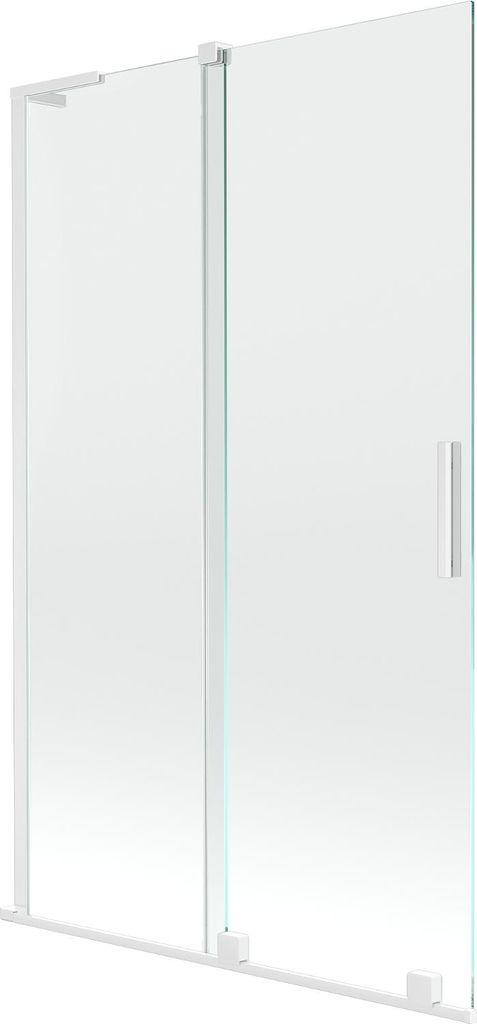 Mexen Velar L Badewannenabtrennung, 2-teilig, verschiebbar, 110 x 150 cm, transparent, weiß - 896-110-003-01-20