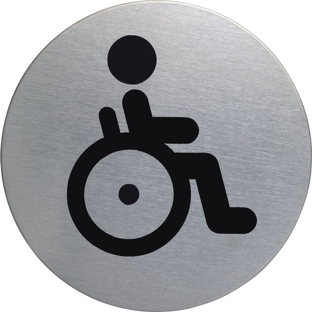 Piktogramm 'Benachteiligten-WC' Edelstahl Packung mit 5 Stück
