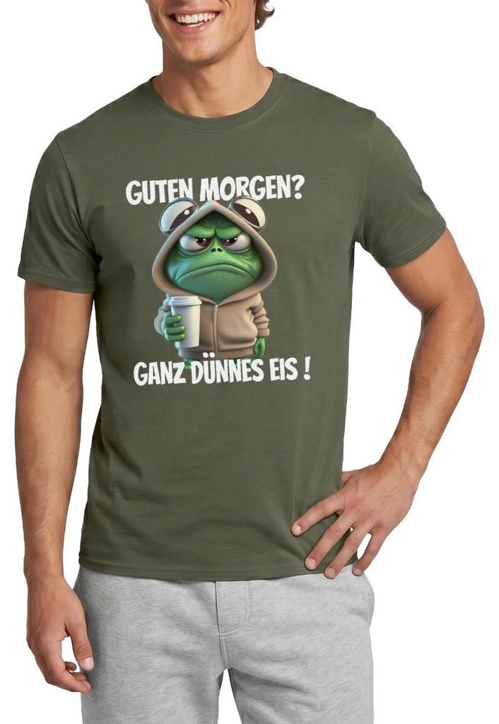 Spreadshirt Guten Morgen Ganz Dünnes Eis Männer T-Shirt, XL, Militärgrün