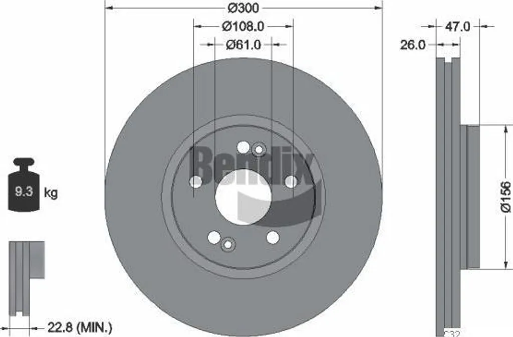 Disque de frein BENDIX BDS1125 OE 7701206614 pour Laguna - Avant