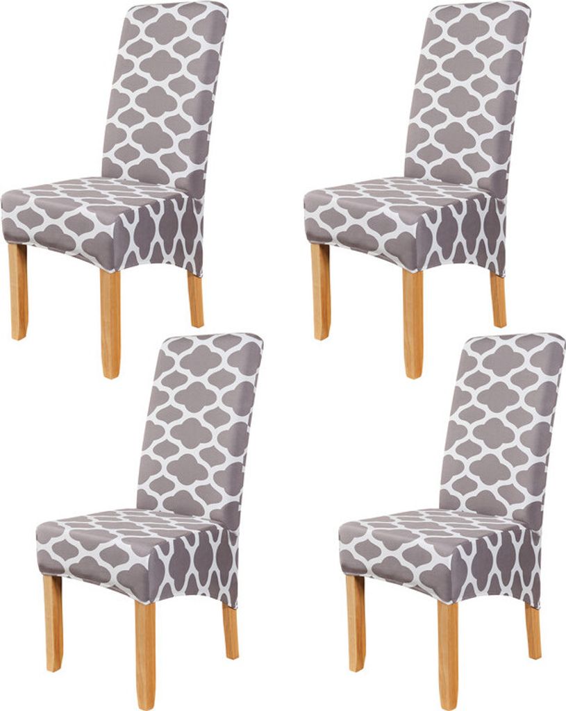 Stretch Stuhlhusse 4 pcs, Parsons Stuhl Slipcover-Stuhlbezüge für Speisesaal, Grau BTC01