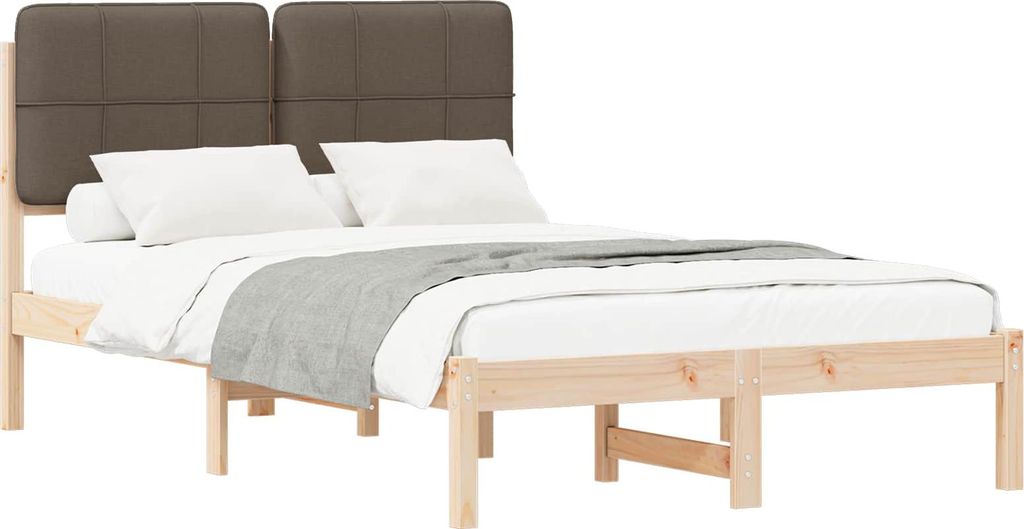vidaXL Bettgestell mit gepolstertem Kopfteil Taupe 120 x 190 cm