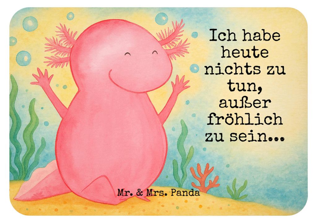 Mr. & Mrs. Panda Kühlschrankmagnet Axolotl Hurra Design - Weiß - Geschenk, Spaß, whiteboardmagnet, memomagnet, magnet, Freude, Fröhlich, Motiva...