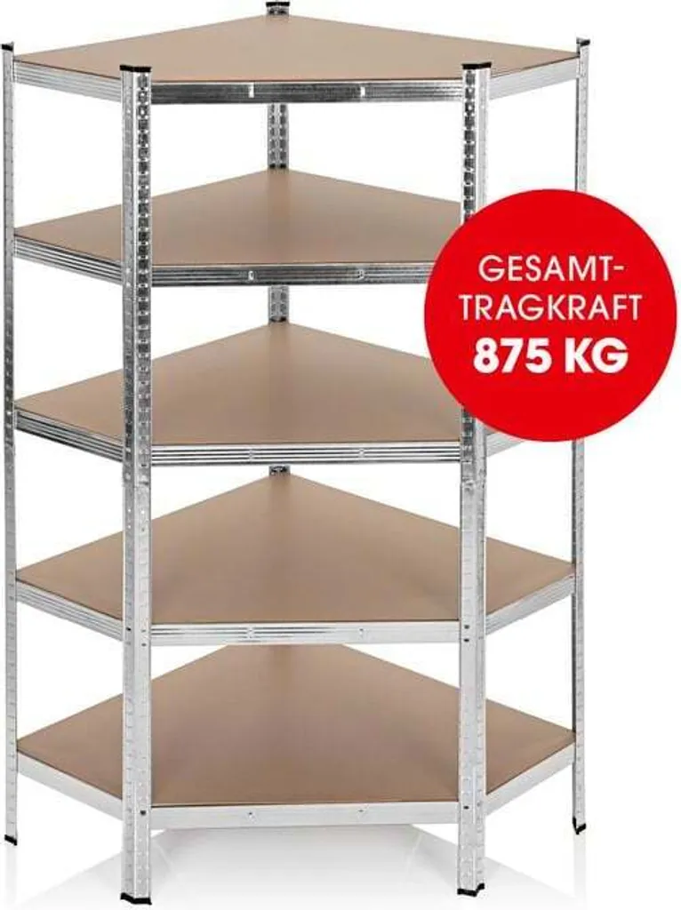 Rayonnage d'Angle Métal et Bois pour Garage et Atelier - 180 cm Argent