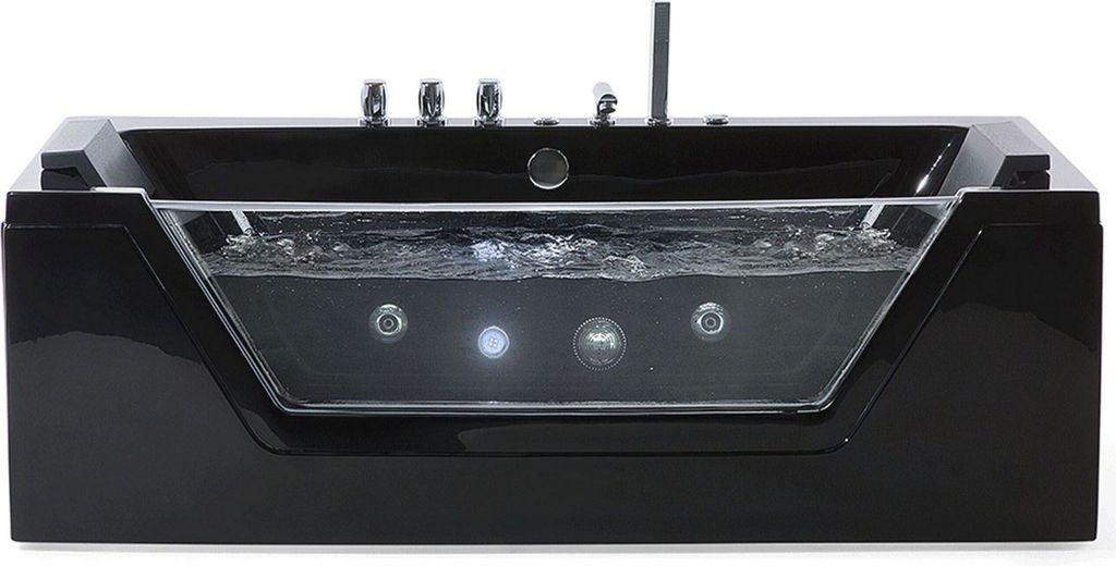 BELIANI Whirlpool-Badewanne Schwarz 170 x 80 cm Sanitäracryl Modern