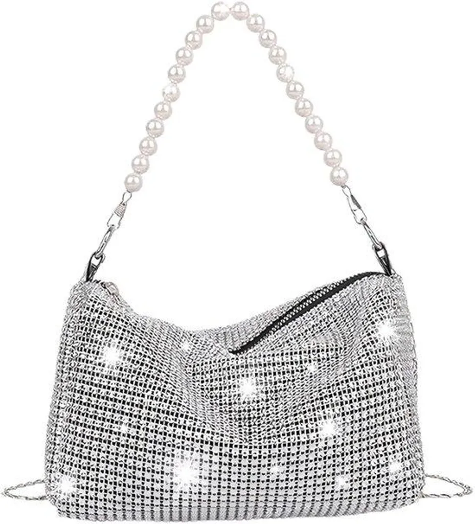 Pochette de mariage argentée à paillettes pour cocktail et cérémonie