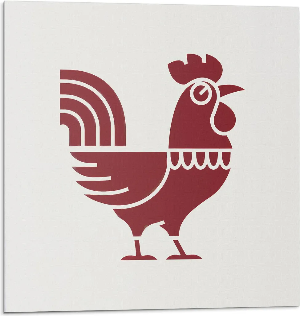 Decorazione Murale Gallo Stilizzato - Piastrelle Vinile Adesive 30x30